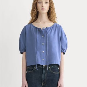 The Gauze Button-Up | Soft Cobalt