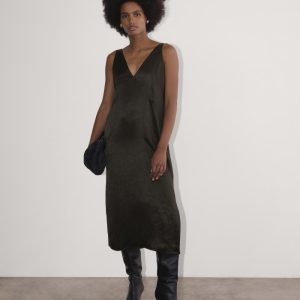 The Satin Slip Dress | Black