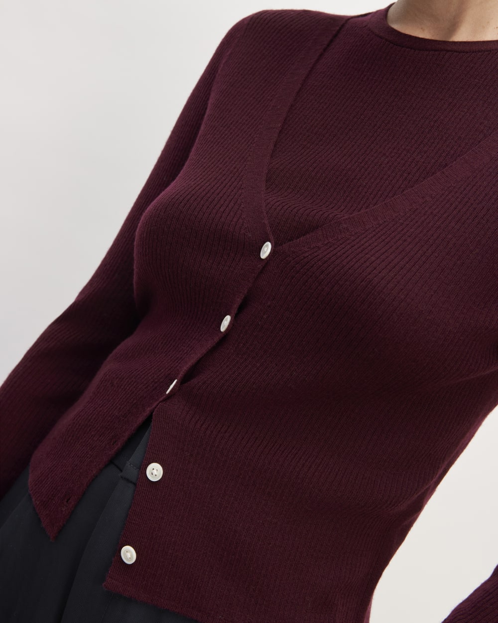 The Cardigan in Ultrasoft Merino | Burgundy - Image 5