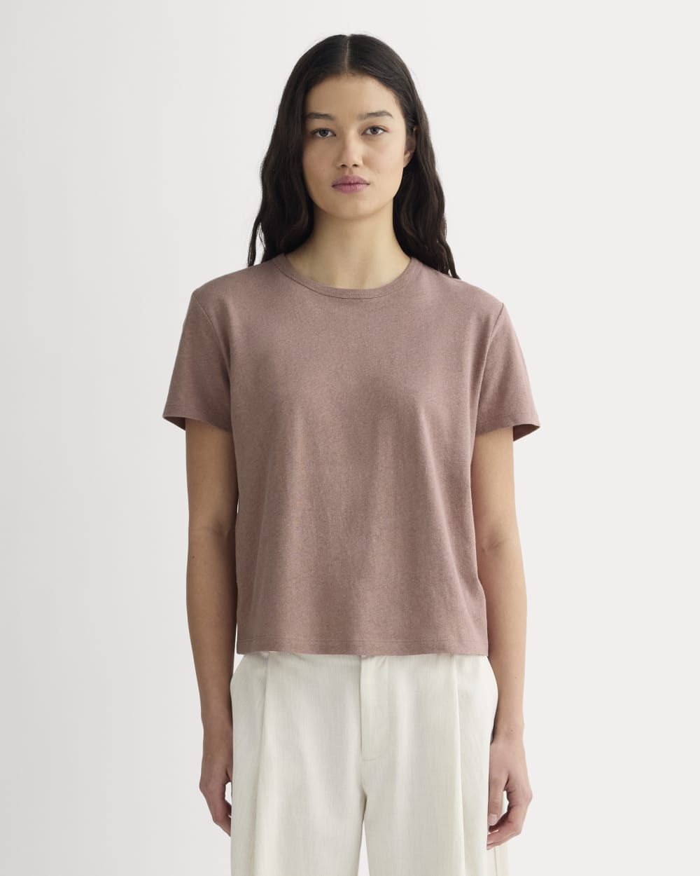 The Box-Cut Tee in Cotton Linen | Rose Dusk
