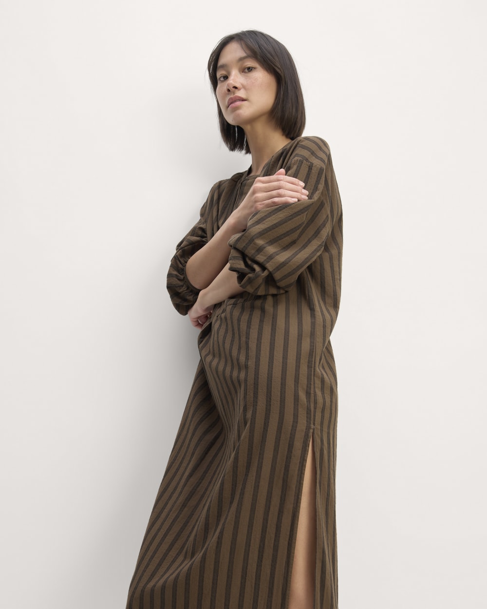 The Gauze Caftan Dress | Cocoa / Black - Image 4