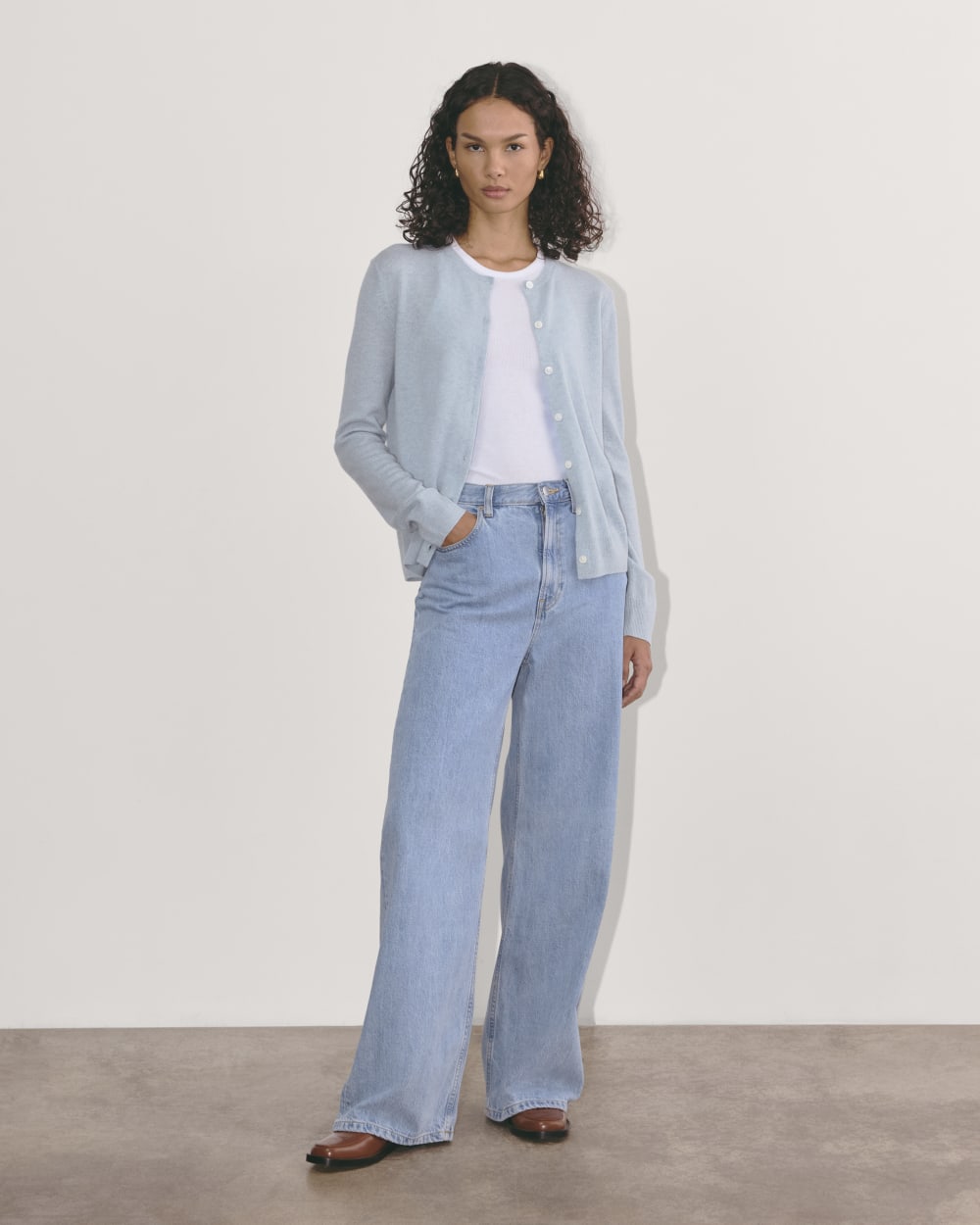 The Classic Cardigan in Cashmere | Sky Blue - Image 3