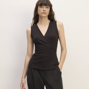 The Rib Wrap Top | Black