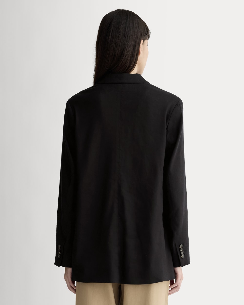 The Oversized Blazer in Stretch Linen | Black - Image 5