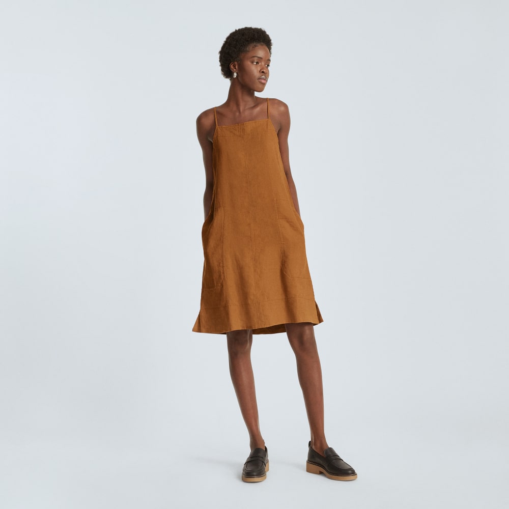 The Linen Apron Dress | Tawny Brown - Image 3