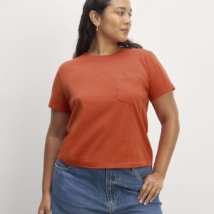 The Box-Cut Tee in Essential Cotton | Poppy Red | Pocket