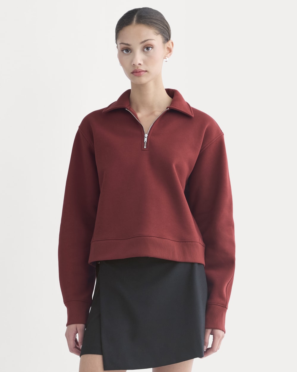 Luxe Fleece Zip Polo | Merlot