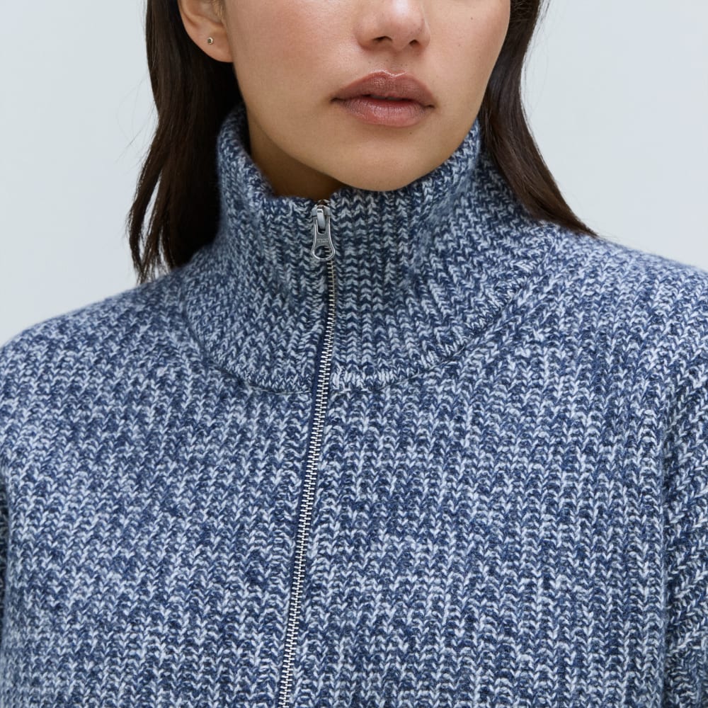 The Half-Zip Sweater in Luxe Merino | Dark Mallard / Oat Twist - Image 4