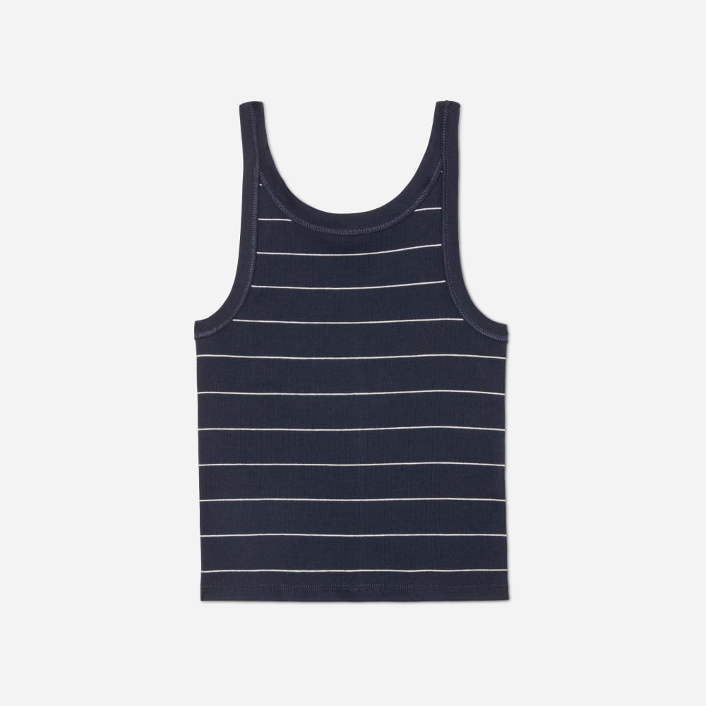 The Pima Micro-Rib Short Tank | Navy / White