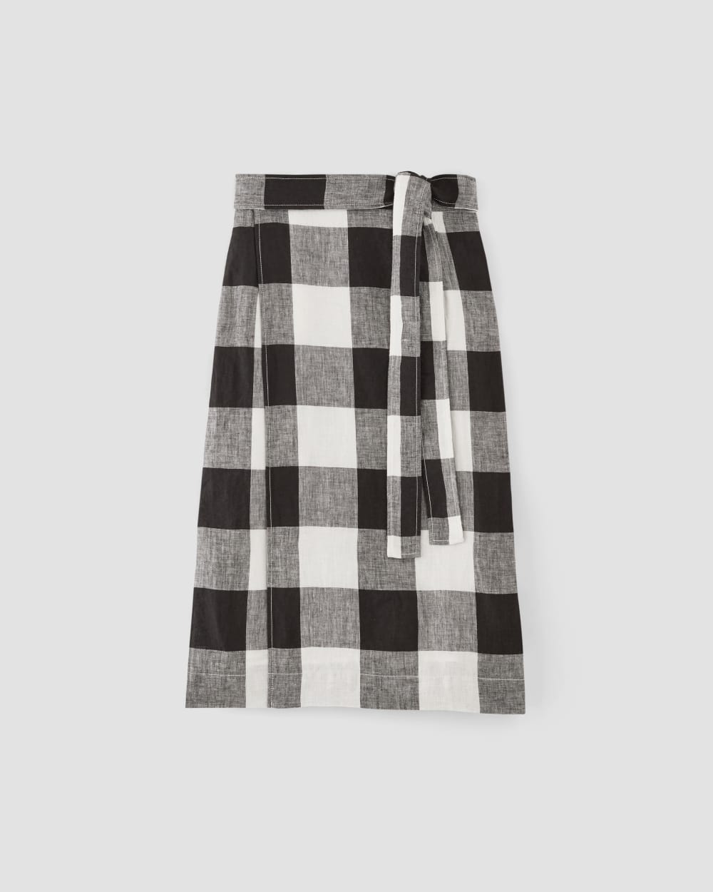 The Linen Wrap Skirt | Bone / Black Check - Image 2