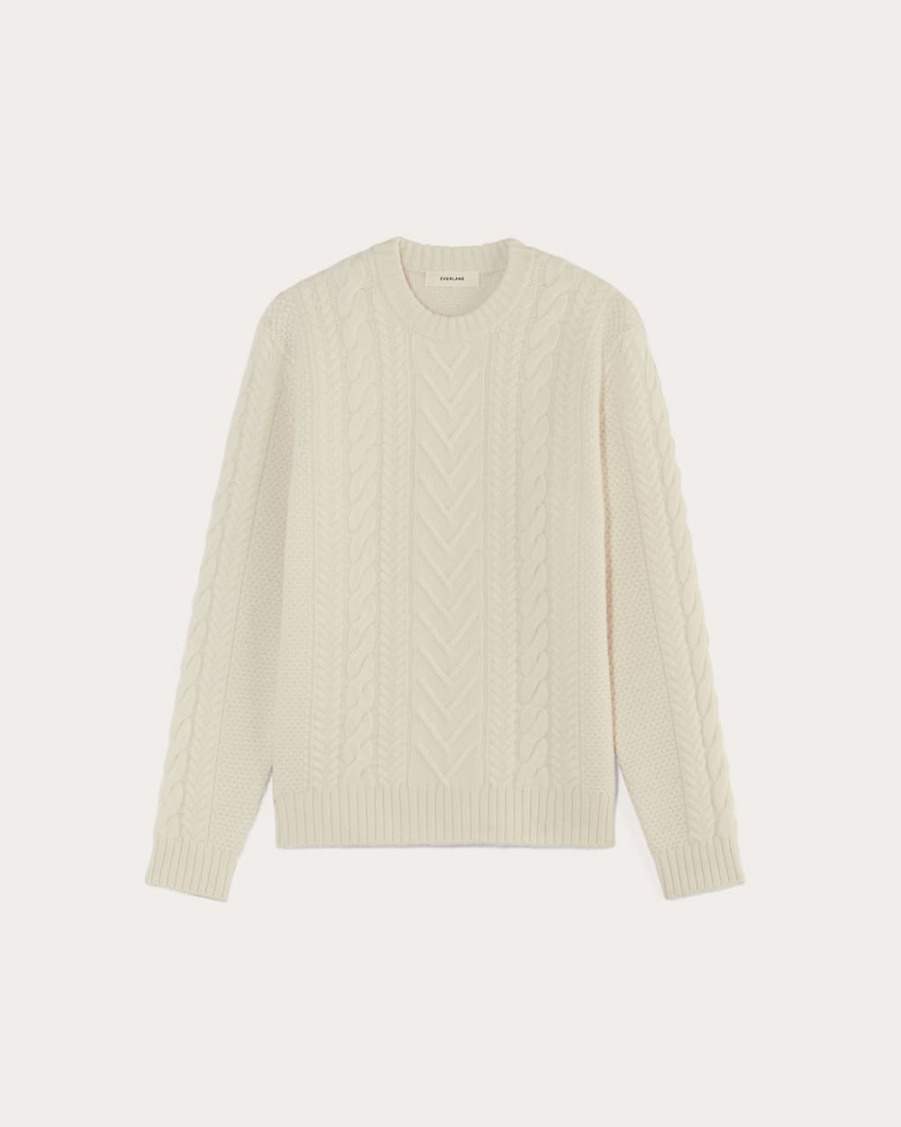 The Felted Merino Cable-Knit Crew | Bone - Image 2