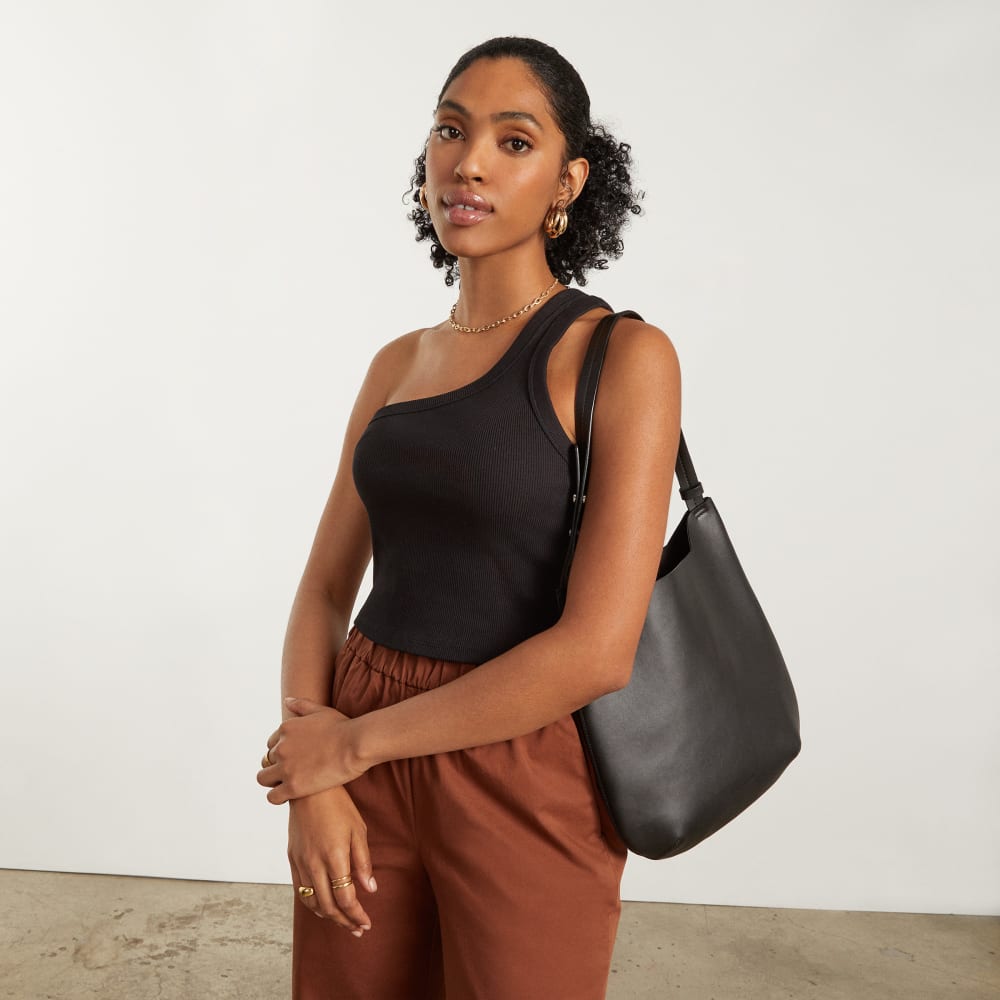 The Ribbed One-Shoulder Tank | Black - Image 6