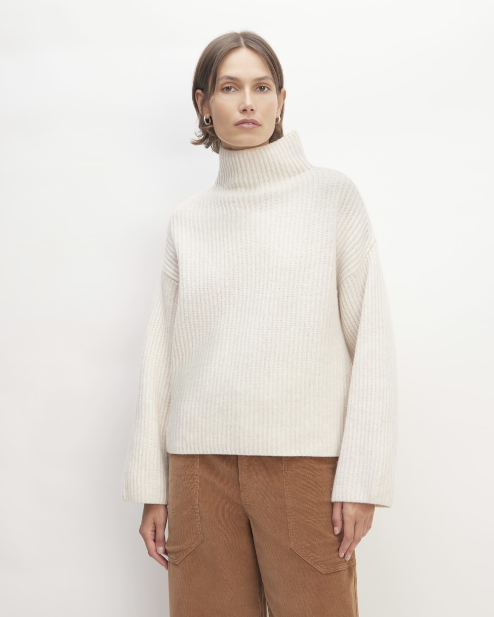 The Felted Merino Funnel-Neck Pullover | Heathered Oat