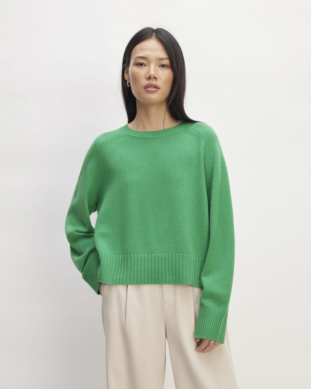 The Cashmere Boxy Crew | Bright Jade