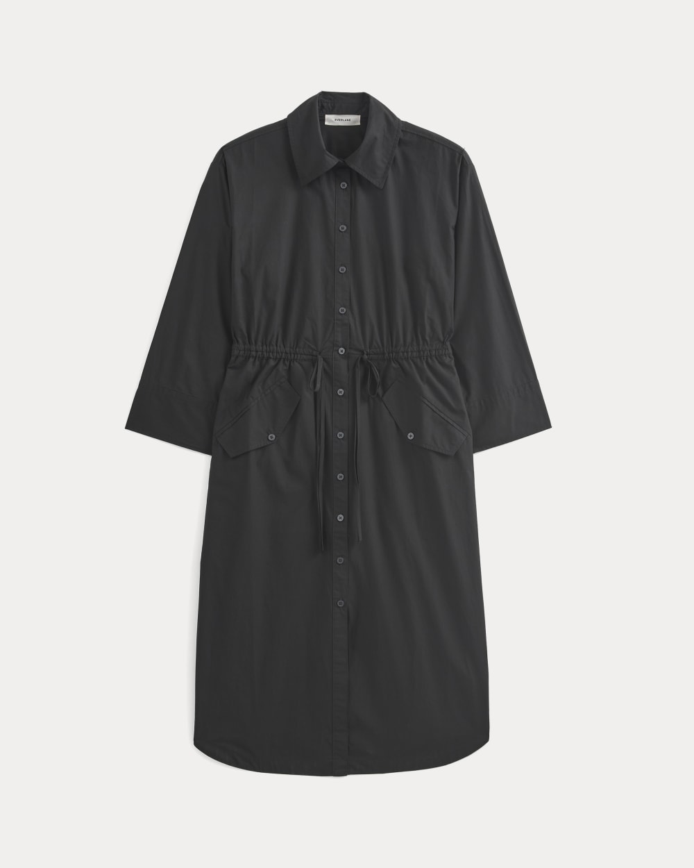 The Drawcord Shirtdress in Ultrasoft Cotton | Black - Image 2