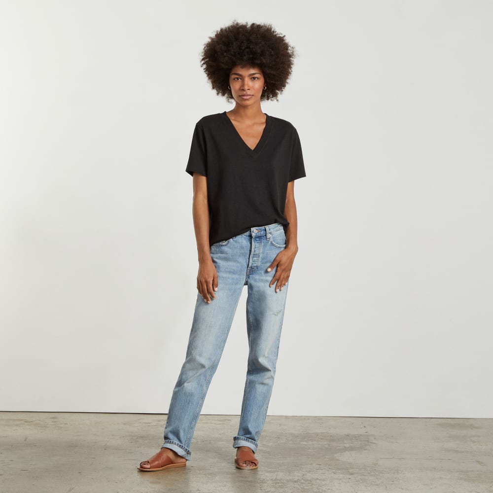 The Vintage V-Neck Hemp Tee | Black - Image 3