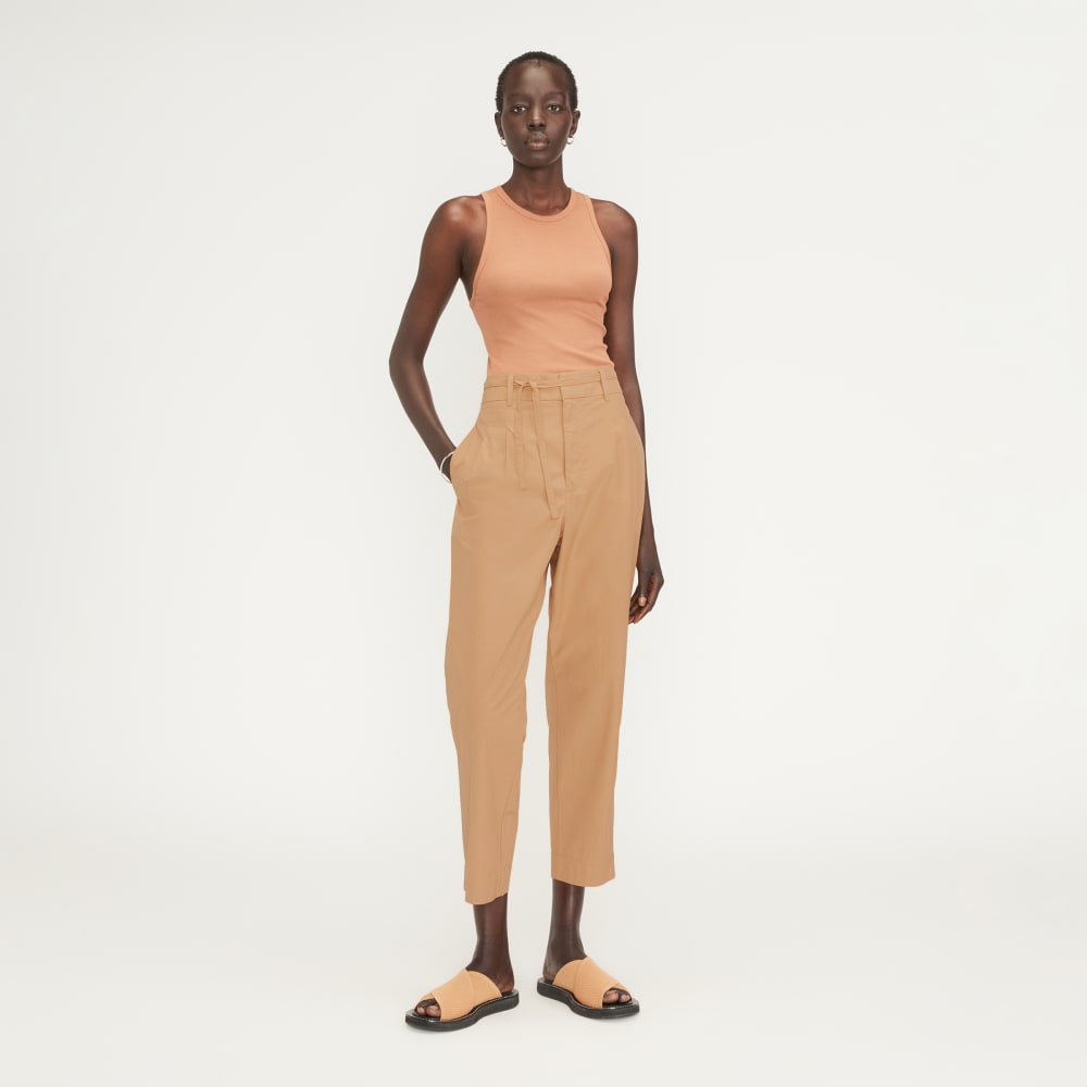The Poplin Pleated Taper Pant | Caramel - Image 3