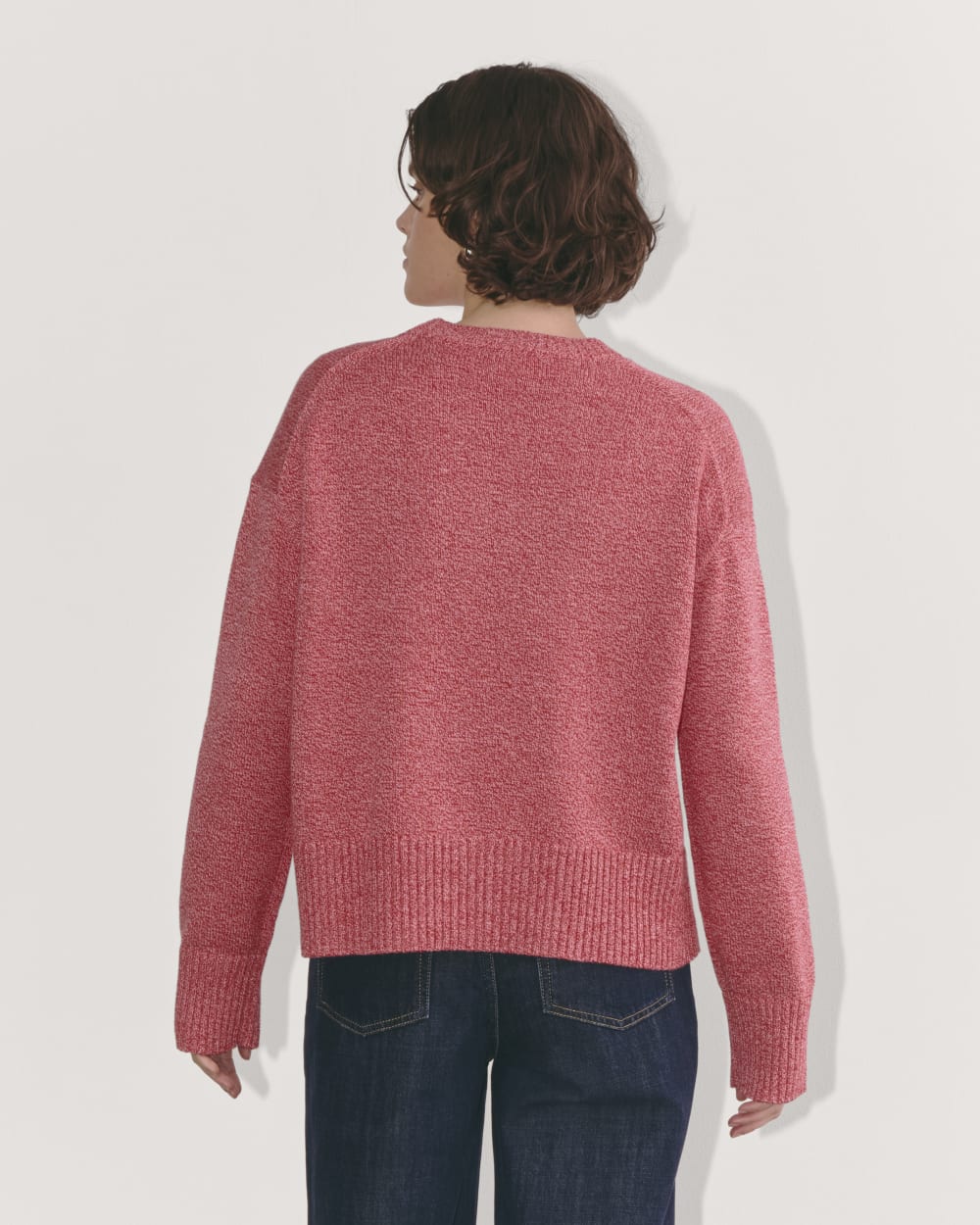 The Boxy Sweater in Everyday Cotton | Pink Peony / Classic Red - Image 5