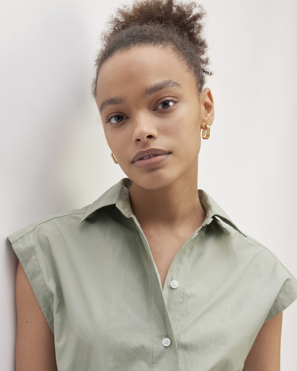 The Supima? Cotton Short-Sleeve Shirt Dress | Sage Green - Image 3