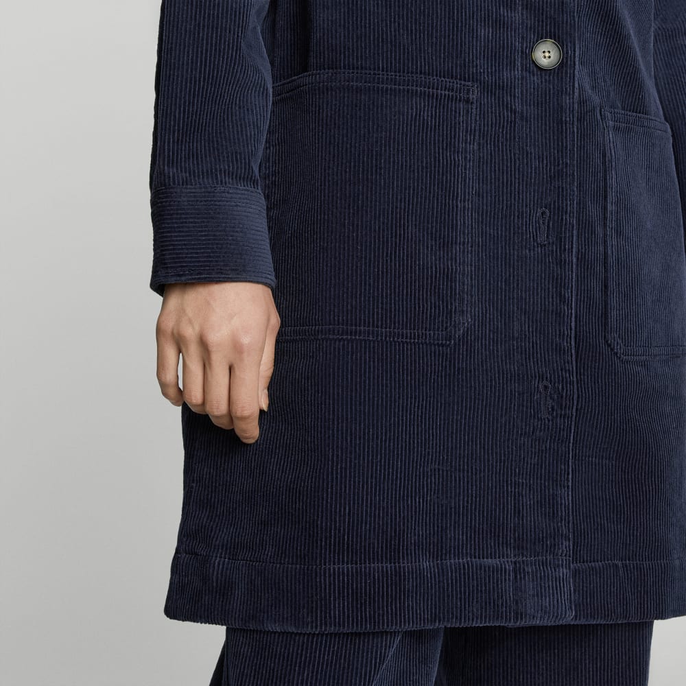 The Corduroy Long Shirt Jacket | Deep Navy - Image 6
