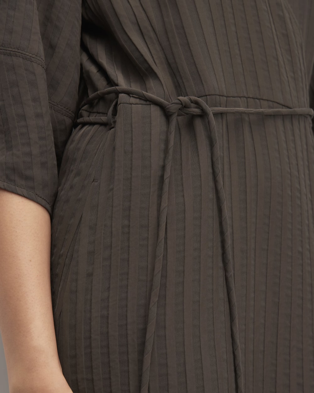 The City Stripe Wrap Dress | Earth Brown - Image 5