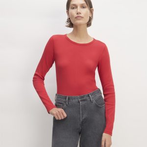 The Luxe Rib Long-Sleeve Crew | Haute Red
