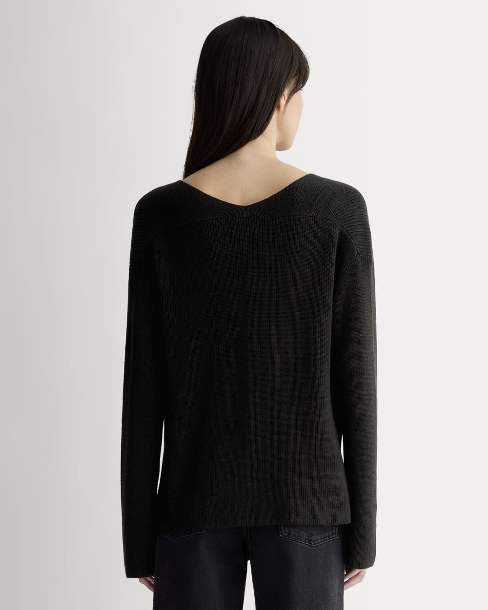 The Slouchy V-Neck in Everyday Cotton | Black - Image 5