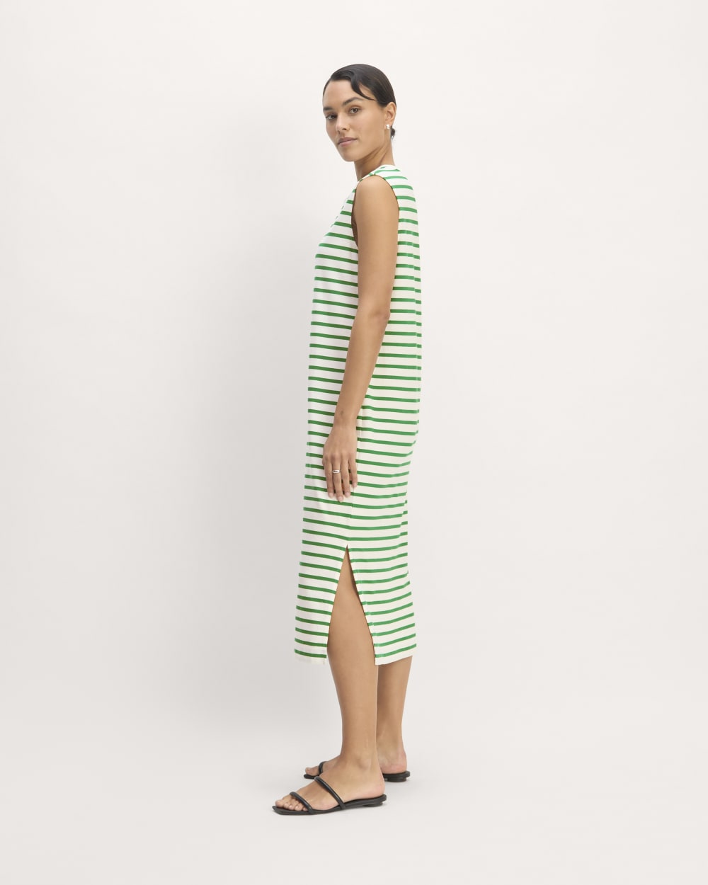 The Weekend Tank Dress | Bone / Grass Green - Image 3