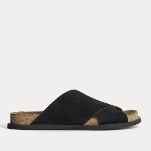 The Suede Crossover Sandal | Black