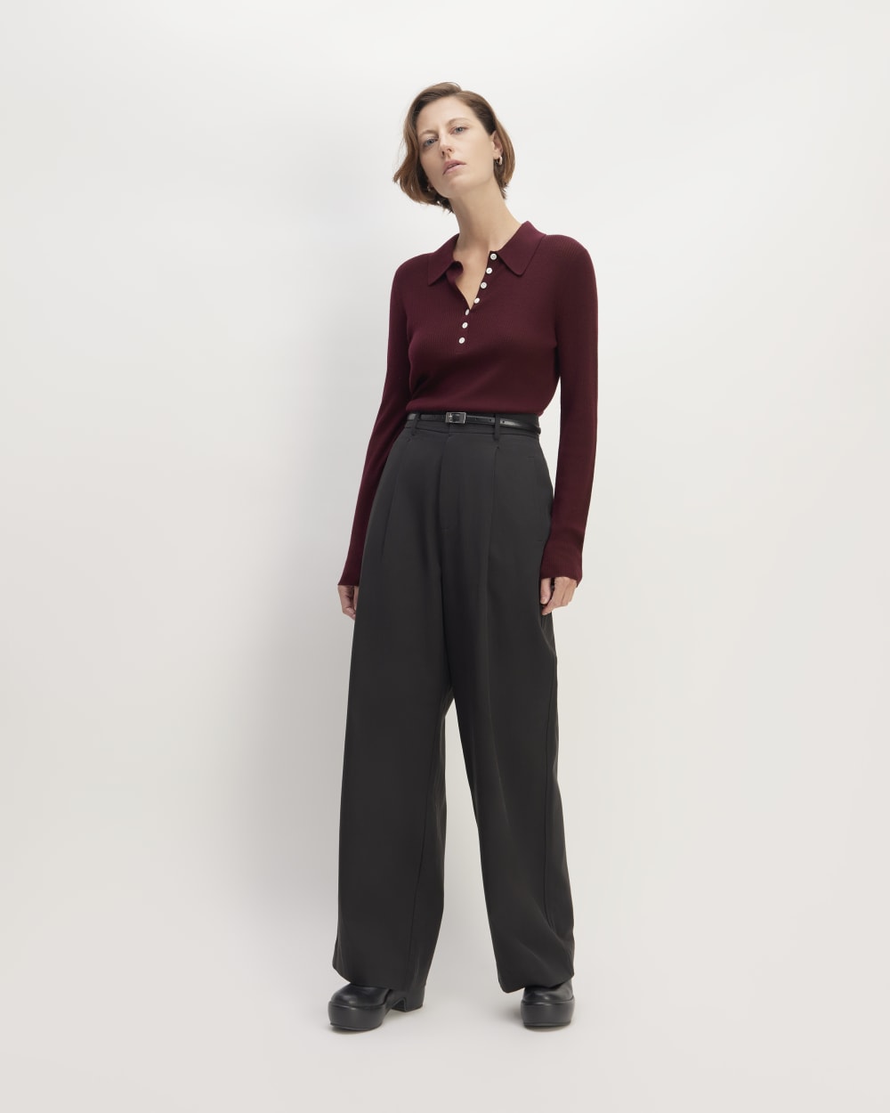 The Polo in Ultrasoft Merino | Burgundy - Image 3