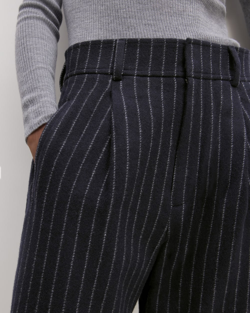 The ReWool® Way-High Drape Pant | Navy / Bone - Image 4