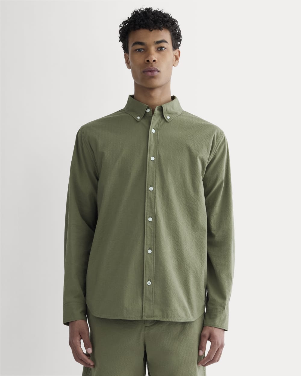 The Seersucker Long-Sleeve Shirt | Lichen Green