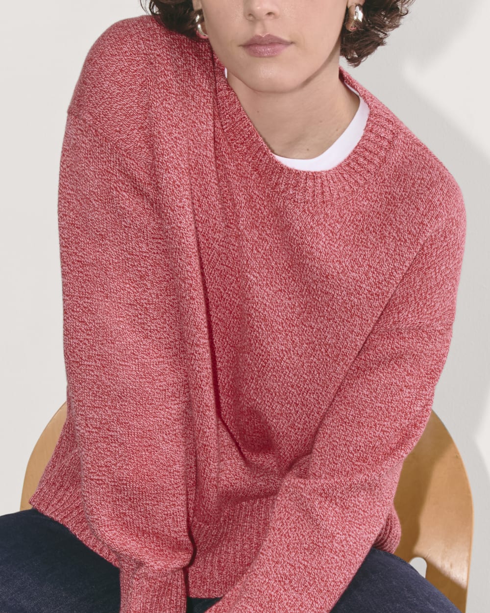 The Boxy Sweater in Everyday Cotton | Pink Peony / Classic Red - Image 3