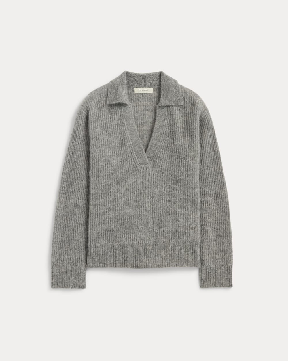 The Oversized Polo in Alpaca | Heather Stone Grey - Image 2