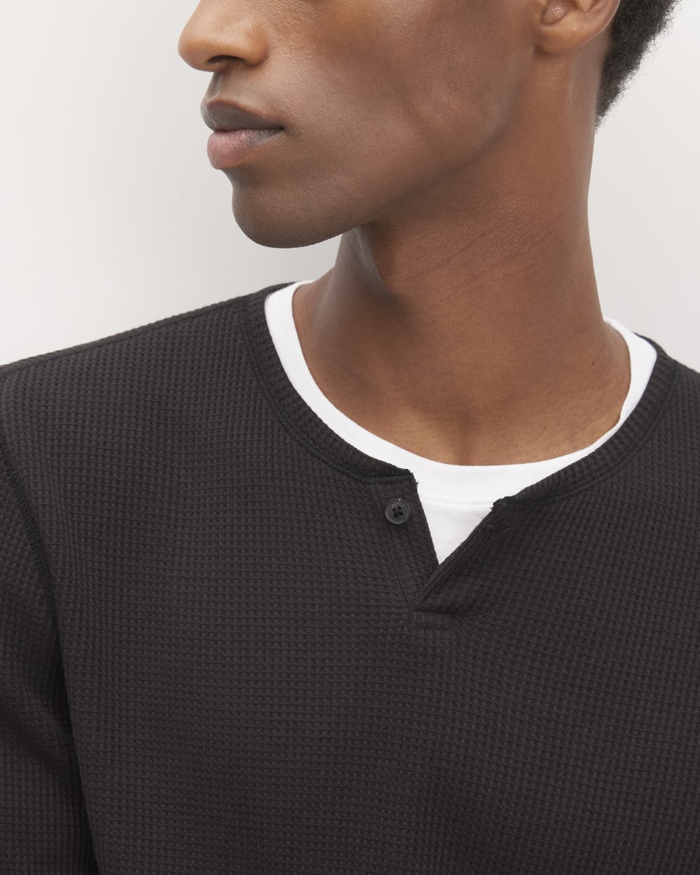 The Waffle Long-Sleeve Henley | Black - Image 3