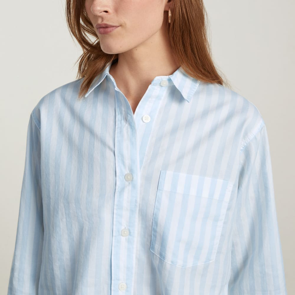 The Way-Short Shirt in Silky Cotton | Mariner Blue / White - Image 4