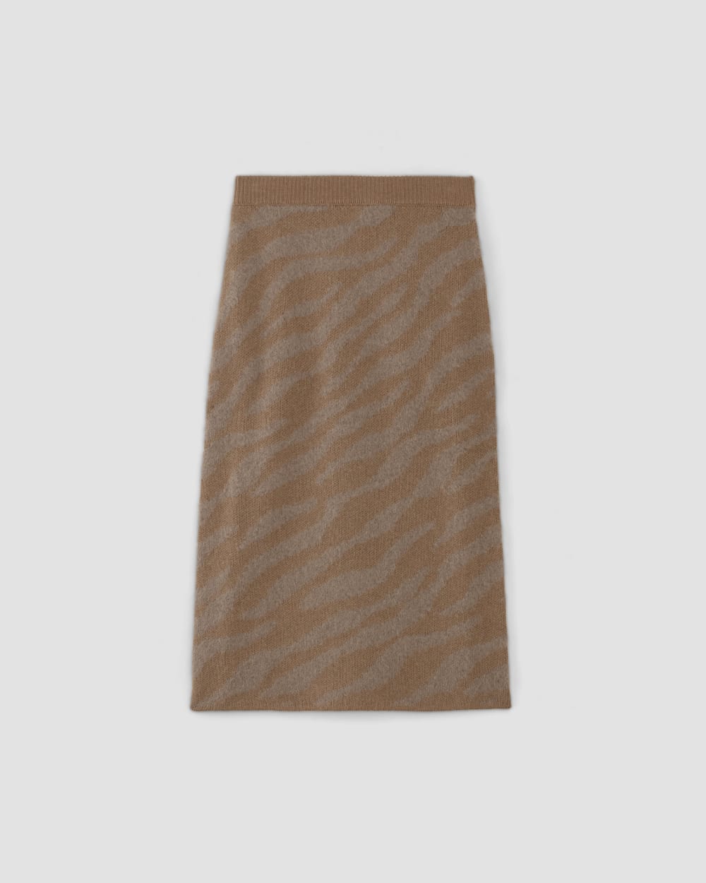 The Alpaca Tiger Jacquard Skirt | Camel / Medium Brown - Image 2