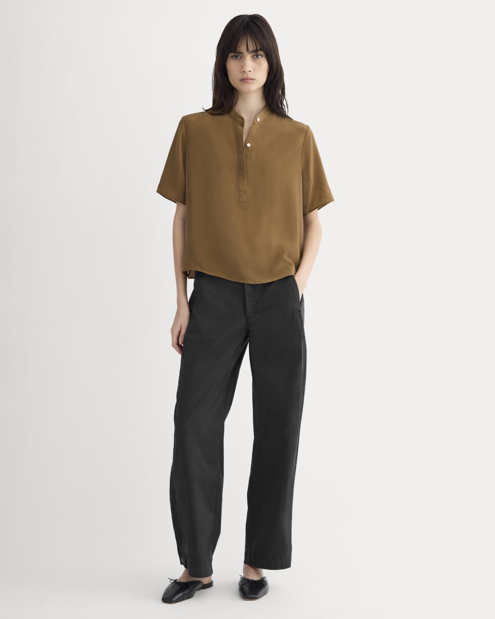 The Popover Top in Washable Silk | Toffee - Image 3