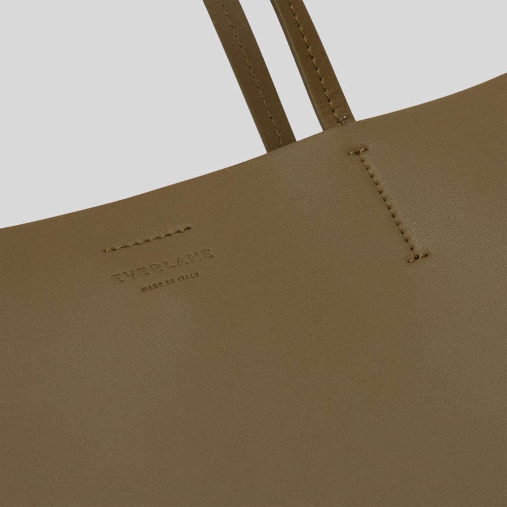 The Luxe Medium Italian Leather Tote | Beech - Image 4