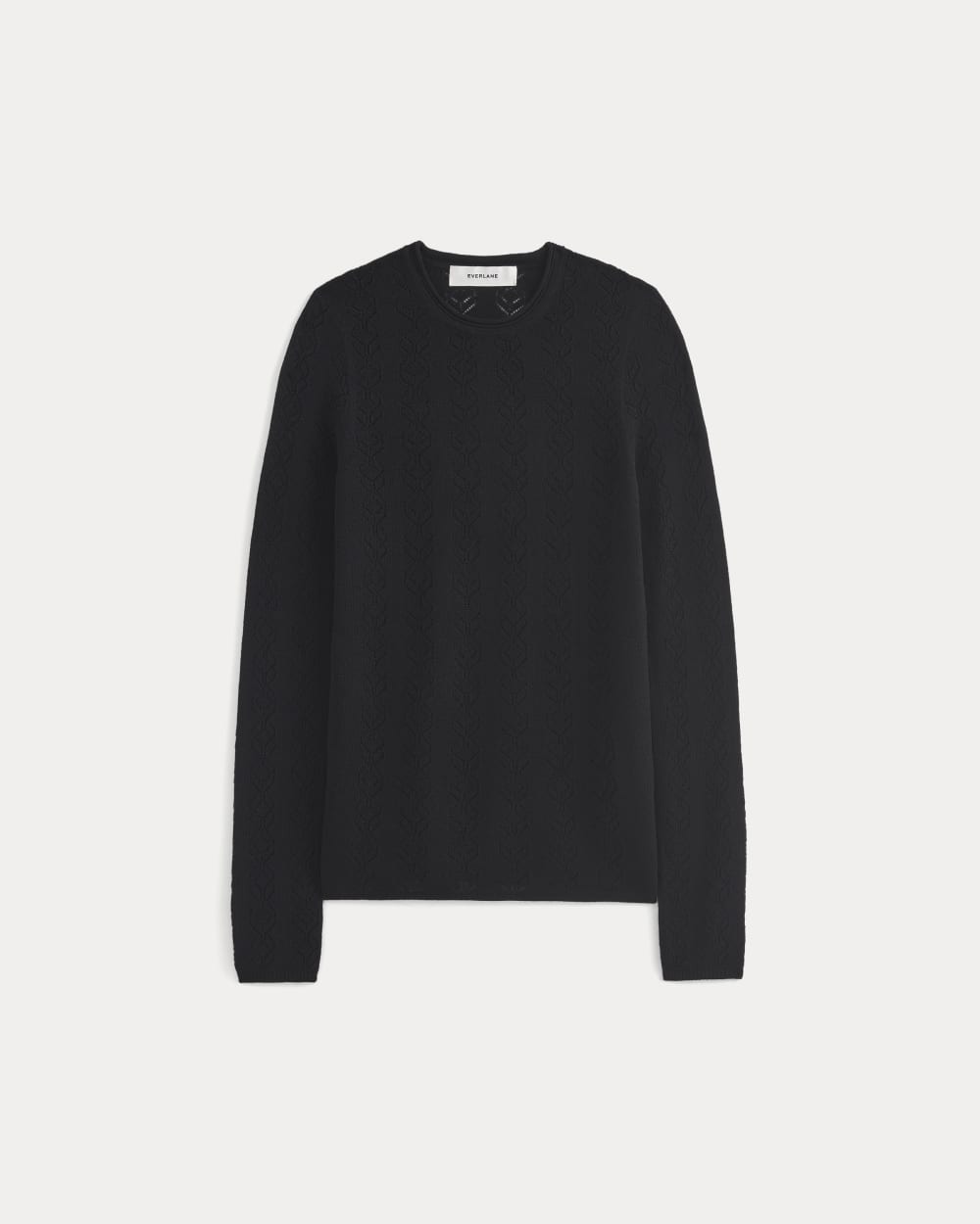 The Pointelle Crew in Ultrasoft Merino | Black - Image 2