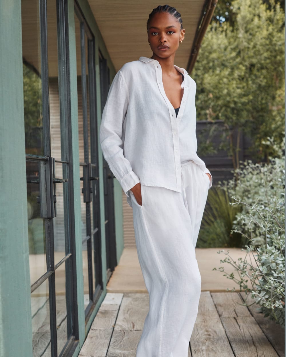 The Drawstring Pant in Linen | Natural Chambray - Image 7