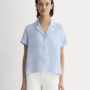 The Notch Shirt in Linen | Light Blue