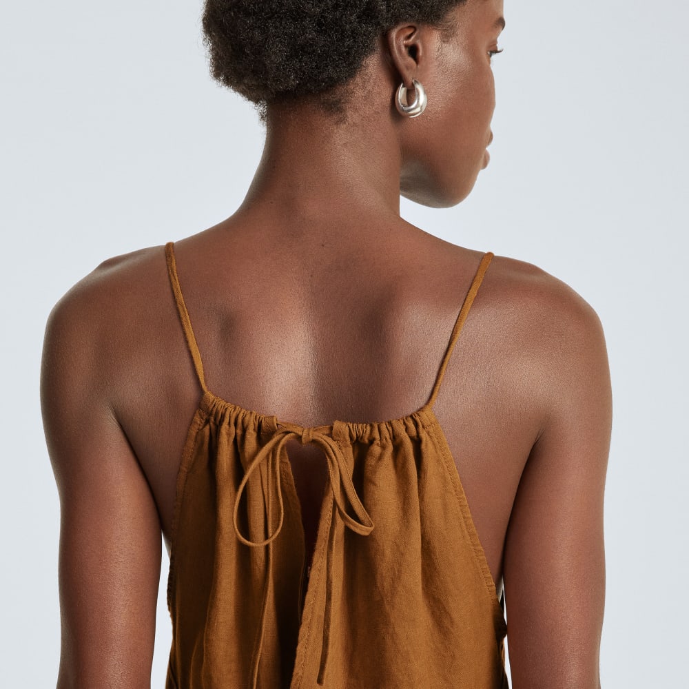 The Linen Shoestring Jumpsuit | Tawny Brown - Image 5