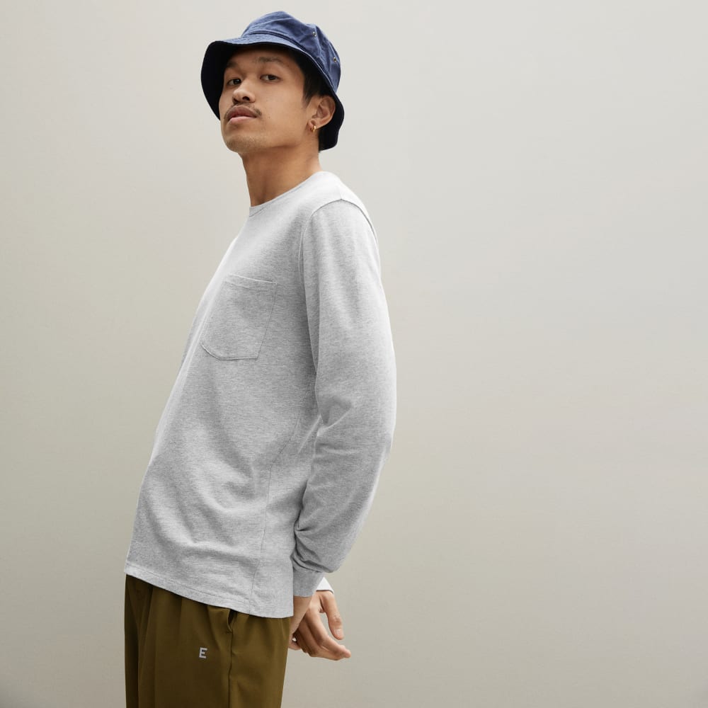 The Organic Cotton Long-Sleeve Pocket Tee | Heathered Grey - Image 2