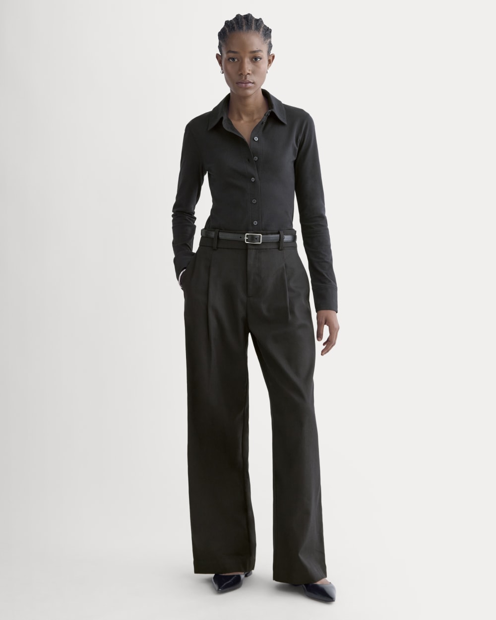 Button-Up Shirt in Essential Cotton | Black - Image 3