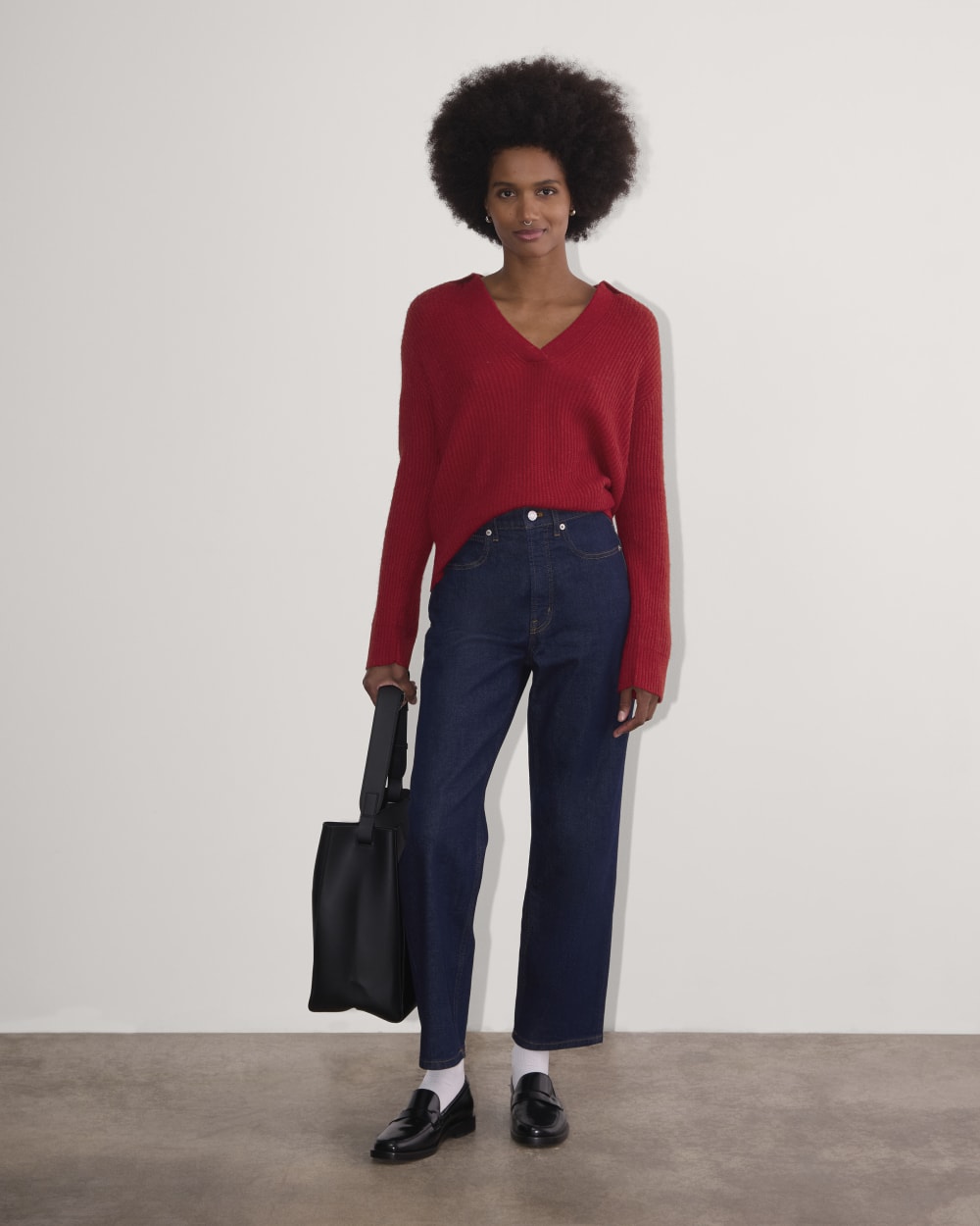 The Oversized Polo in Alpaca | Berry Red - Image 3