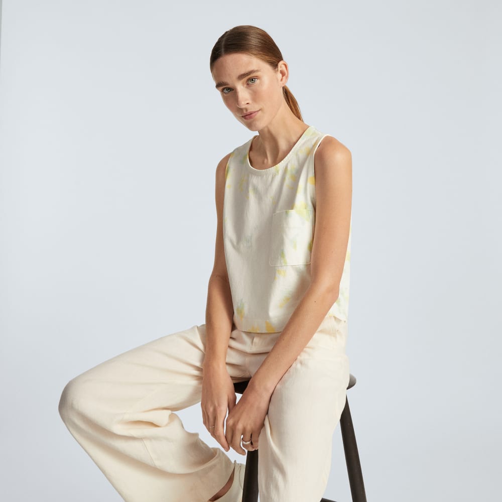 The Premium Weight Cropped Pocket Tank | Seafoam Tie Dye - Image 6