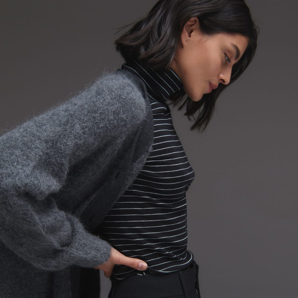 The Luxe Rib Turtleneck | Black / Canvas Tan - Image 6