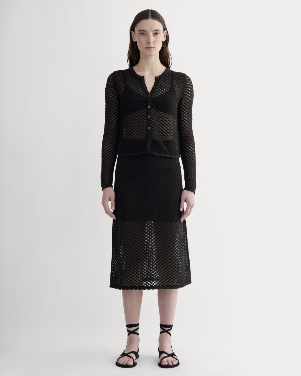 The Lace Knit Cardigan | Black - Image 3