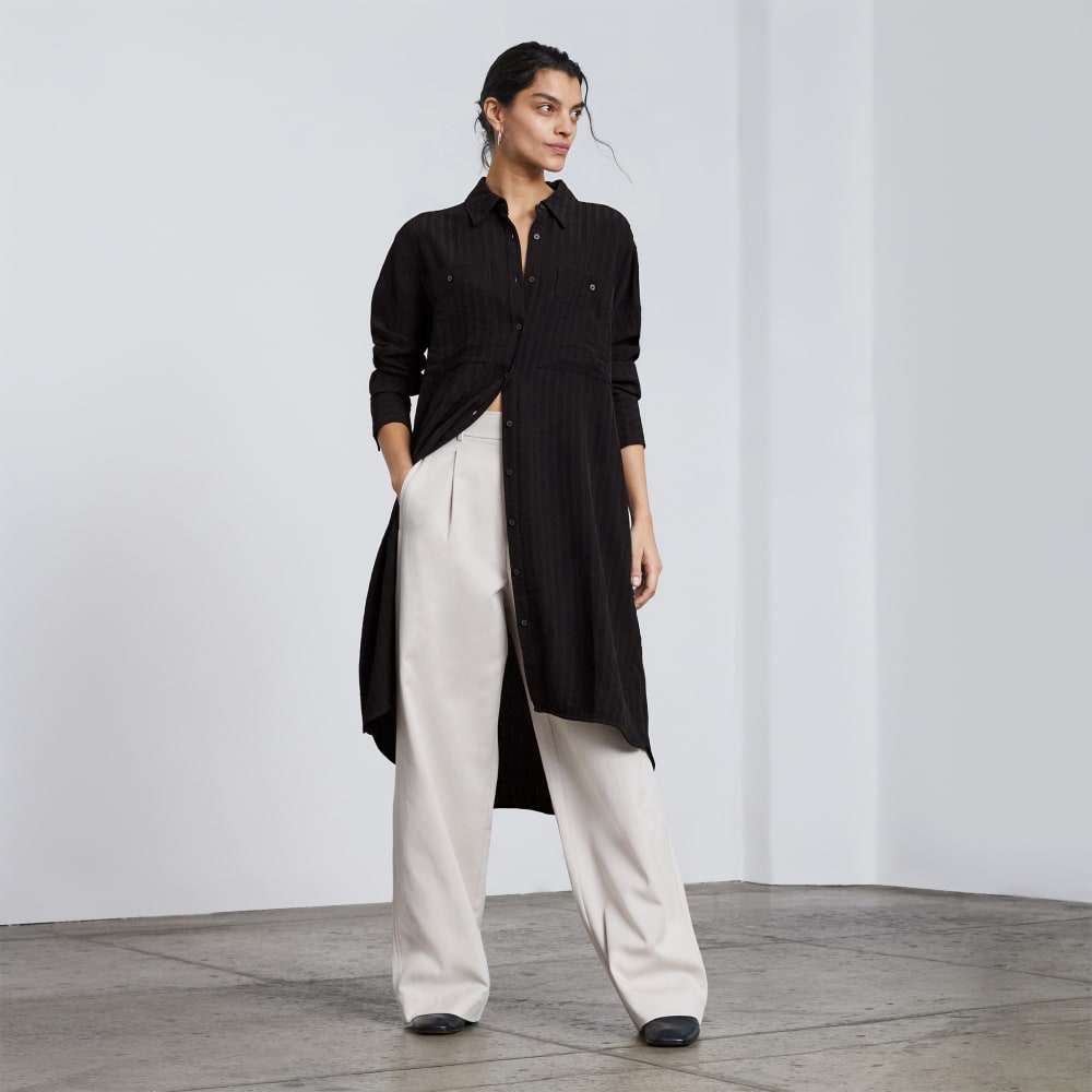 The City Stripe Draped Shirt Dress | Black - Image 6